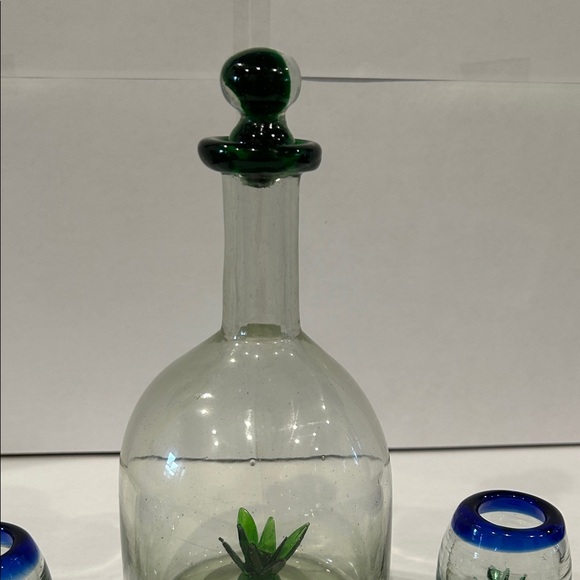 Agave Hand-Blown Glass Decanter and 6 Shot Glasses - Picture 7 of 16